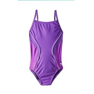 Speedo Big Girls Revolve Splice Energy Back Swimsuit 12/28 Purple